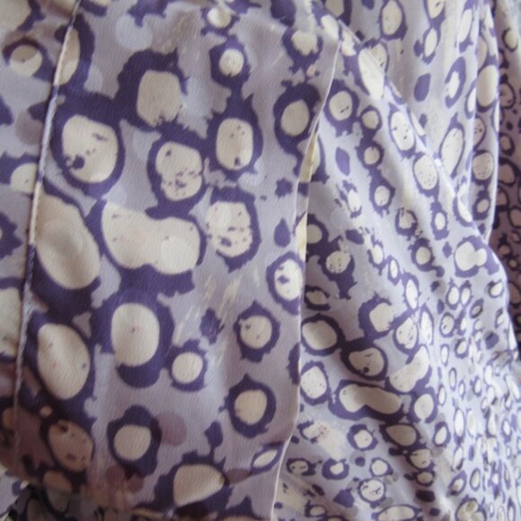 Bob Mackie 100% Silk Wrap Dress 10 Purple White Graphic Print New M Abstract - Picture 8 of 13